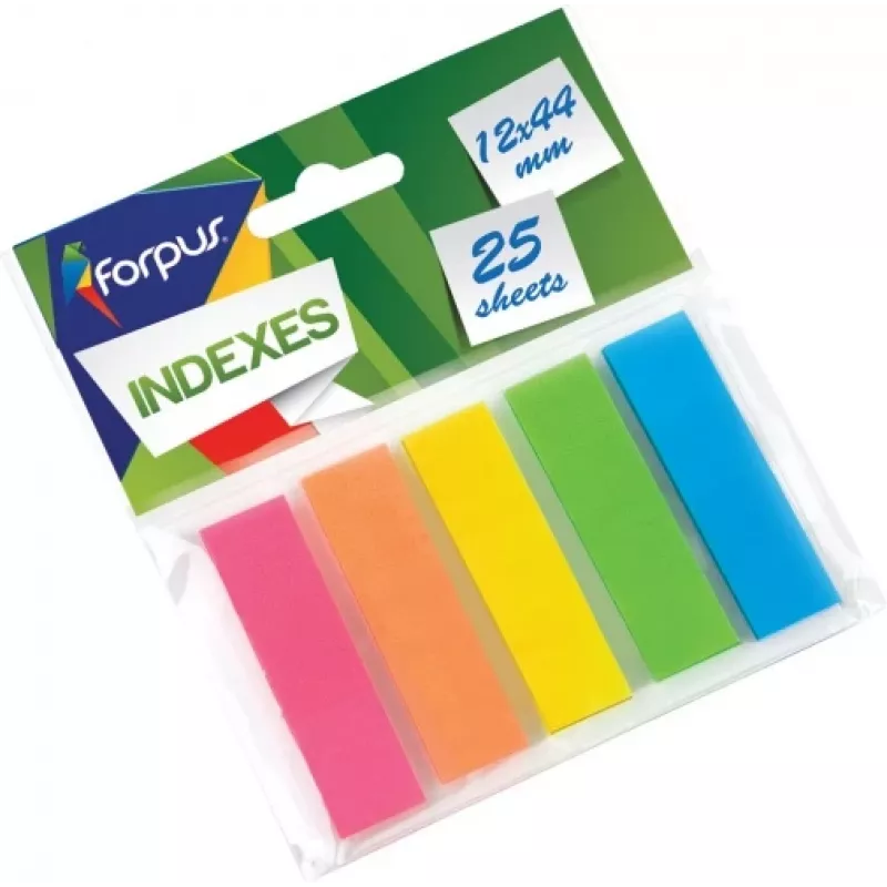 Papīra rādītāji Forpus, 12x44mm, dažādi, plastmasa (5x25)