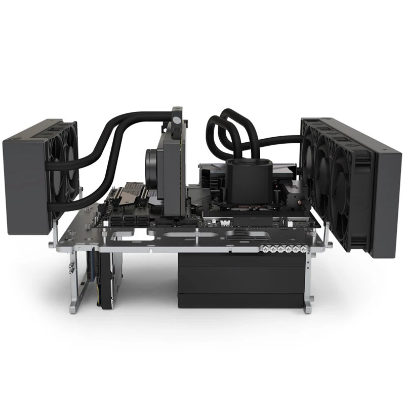 Benchtable korpuss Streacom BC1 V2 – atvērts testēšanas/bench šasija, titāna krāsa