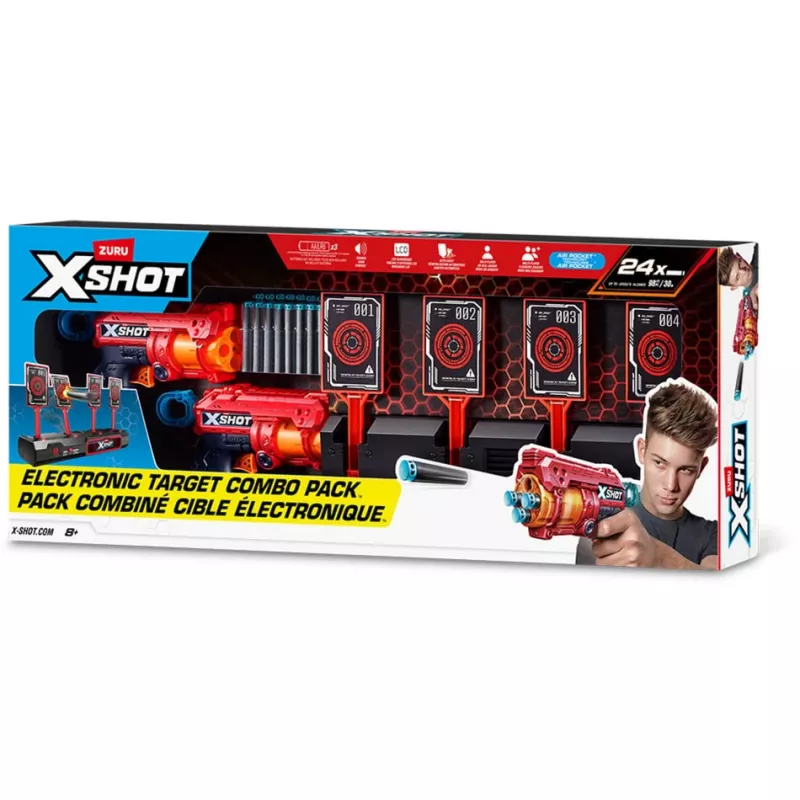 XSHOT Interaktīvais mērķis & Fury 4 2-Pack, šautriņu blasters