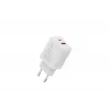 AC iekštelpu USB GaN lādētājs DIGITUS DA-10301 — 30W, 1× USB-C, 1× USB-A, 100–240V, balts