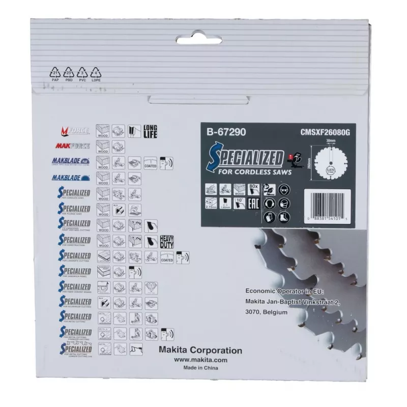 T.C.T. zāģa asmens 260X2.15X30mm 10° T80 EFFICUT