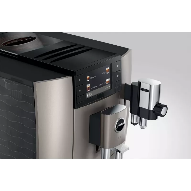 Espresso kafijas automāts JURA E8 Pilnībā automātisks 1,9 L Sudraba — 15 bāri, 3,5 collu displejs, dzirnaviņas, piena putotājs