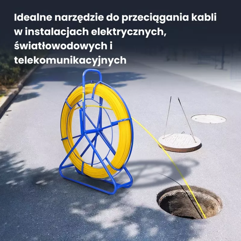 Extralink kabeļu ievilkšanas stienis Pilot 6mm 200m stikla šķiedras FRP dzeltens