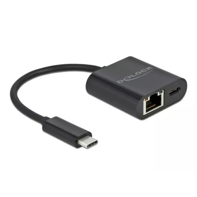 USB Type-C adapteris DeLOCK 66644 Gigabit LAN ar strāvas padevi