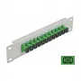 Optisko šķiedru ielāpu panelis DeLOCK 10 collu 12 portu SC Simplex zaļš 1U pelēks