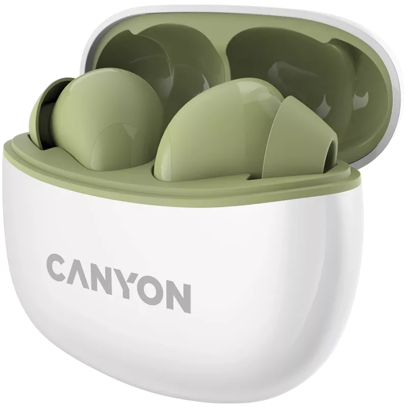 CANYON TWS-5 austiņas, zaļas, Bluetooth 5.3, skārienjutīga vadība, uzlādes ieeja: USB-C