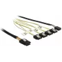 Iekšējais Mini SAS uz 4×SATA kabelis DELOCK 1 m — Mini SAS SFF-8087 uz 4×SATA 7-pin, melns/sudraba/dzeltens