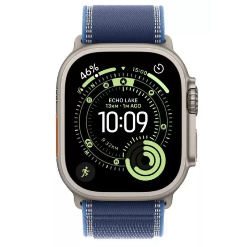 Viedpulkstenis Apple Watch Ultra 3 GPS + Cellular 49mm dabīgā titāna korpuss ar Blue/Bright Blue Trail Loop S/M siksniņu