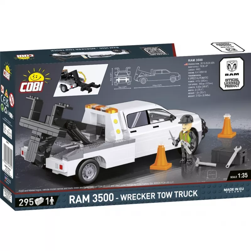 Cobi Wrecker Tow Truck RAM 3500 konstruēšanas rotaļlieta COBI-24611, ķieģeļu komplekts