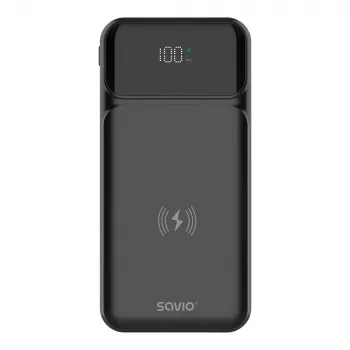 Savio BA-09 power bank Litija polimēra (LiPo) 37 mAh Bezvadu uzlāde Melns