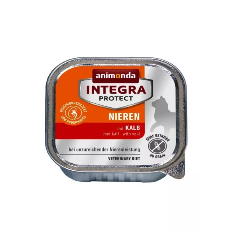 Mitrā kaķu barība animonda Integra Protect Veal 100 g — pieaugušiem kaķiem, bez graudiem un sojas, pārtikas alerģijām