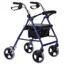 Četru riteņu rollators ar sēdekli, zils/melns