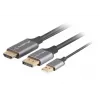 HDMI(M)->DISPLAYPORT(M) KABELIS 1M 4K MELNS LANBERG