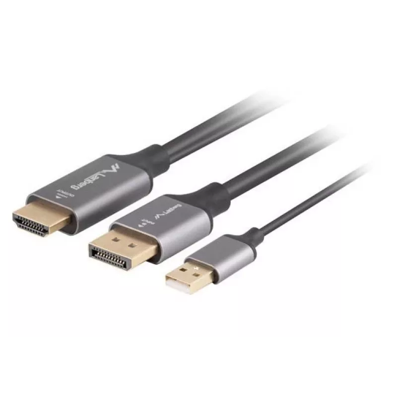 HDMI(M)->DISPLAYPORT(M) KABELIS 1M 4K MELNS LANBERG