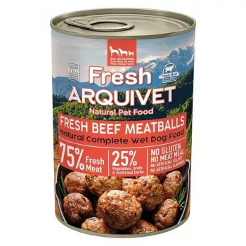 Mitrā suņu barība ARQUIVET ARQUIVET Fresh Beef kotletes mērcē 400 g, pilnvērtīga barība pieaugušiem suņiem, bez graudiem