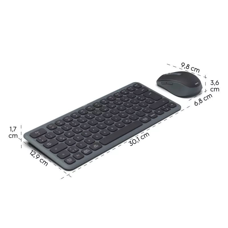 Daudzaparatūras tastatūras un peles komplekts melns pelēks