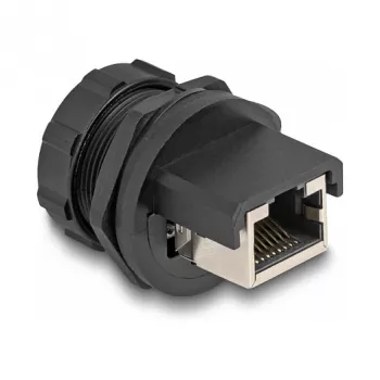 DeLOCK RJ45 Cat.6A savienotājs IP67 ūdensizturīgs putekļu necaurlaidīgs melns
