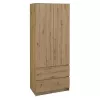 Topeshop SZAFA MALWA ART bedroom wardrobe/closet 5 shelves 2 durvis(s) ozols