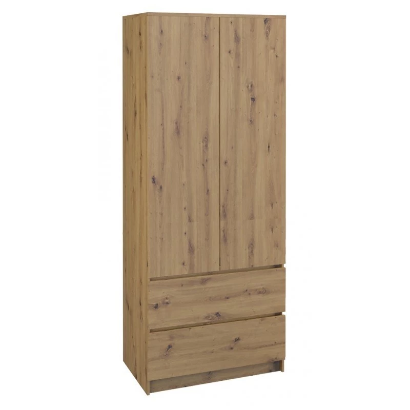 Topeshop SZAFA MALWA ART bedroom wardrobe/closet 5 shelves 2 durvis(s) ozols