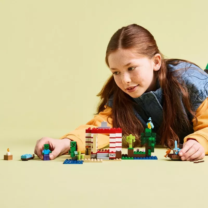 LEGO Minecraft komplekts 21275 TNT džungļu māja, 287 elementi, 2 minifigūras, vecumam 8+