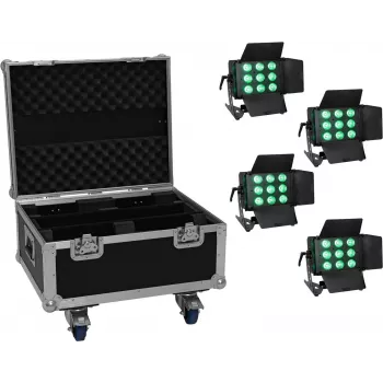 LED gaismu komplekts EUROLITE CLS-9 QCL RGB/WW 9x7W — 9 gaismekļi, RGB + silti balta, 7W LED katrs