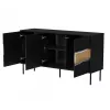 Kumode cama meble INSERTO 3D 143,5×40×80 cm melna ar LED, skaidu plātne, 16 mm rāmis