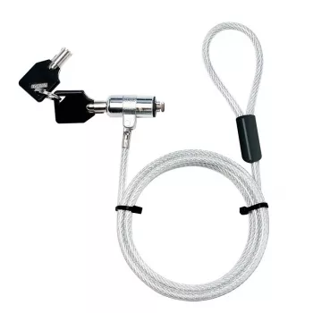 LogiLink NBS009 portatīvā datora drošības tauvas slēdzene ar atslēgu, 1,8 m, T veida, 1,5 cm, 2 atslēgas, plāna, sudraba