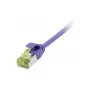 komutācijas kabelis RJ45, CAT6A 500Mhz, 0,15m, ceriņkrāsas, U/FTP, plāns apaļš d=3,8mm, TPE/LSZH(Superflex), AWG32, ar Cat.7 neapstrādātu kabeli, Synergy 21 (S217390V3)
