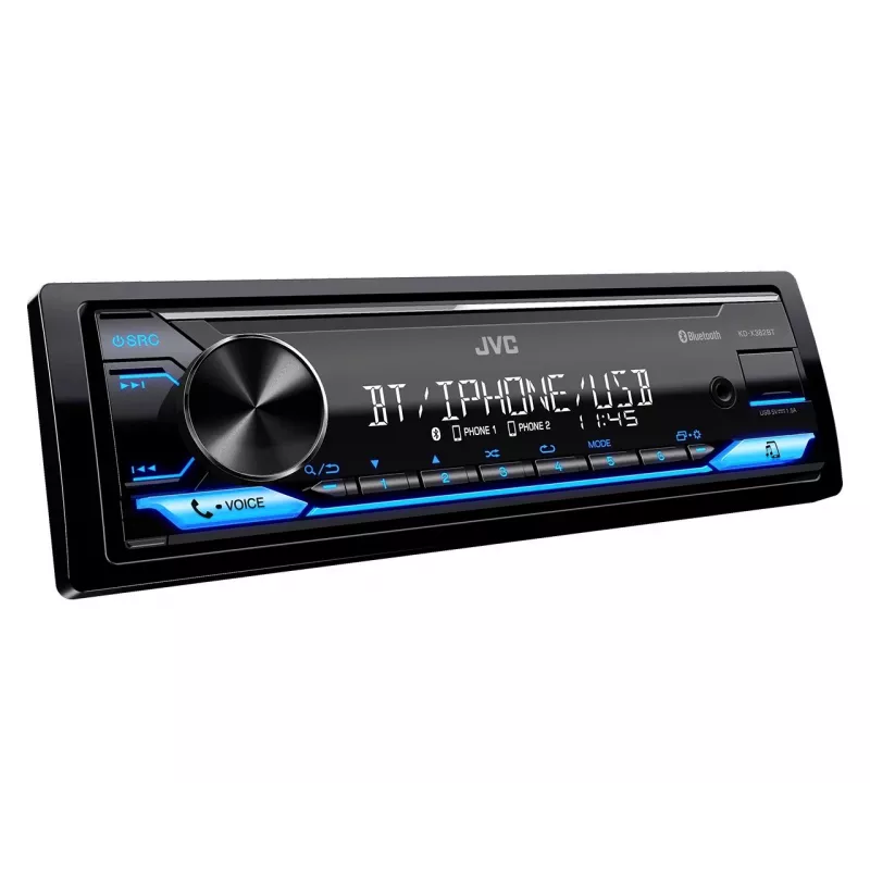 Auto radio JVC KDX-382BT ar Bluetooth un USB — single DIN, AUX ieeja, FM uztvērējs