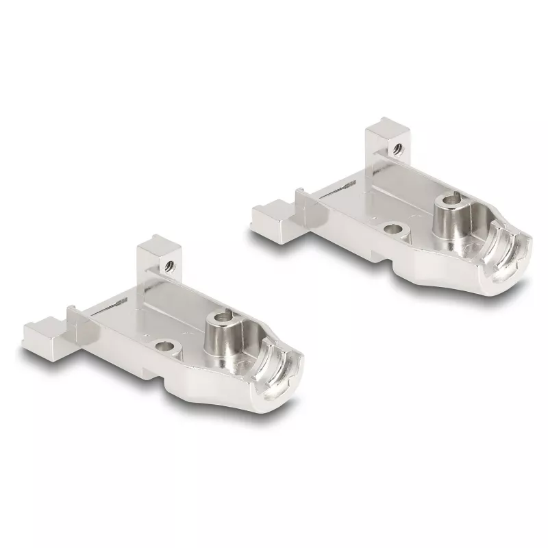 DELOCK D-Sub kabeļa apvalks 9 kontaktu savienotājam (vīrišķajam/sievišķajam) ar vilkmes aizsardzību, sudraba krāsā, plastmasa, 31,6×46,2×15,6 mm
