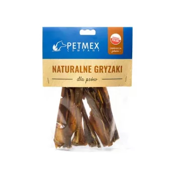 Kārumi suņiem PETMEX Stirnu āda 100 g — vienas sastāvdaļas hipoalerģiska košļājamā našķis, olbaltumvielas 88,2%, tauki 4,15%
