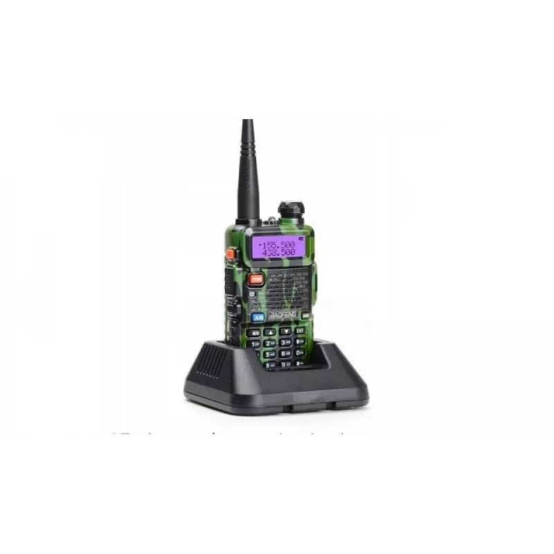 Rokas divvirzienu radio Baofeng UV-5R 5W HT Camo — divjoslu FM, 5W, 1800 mAh akumulators