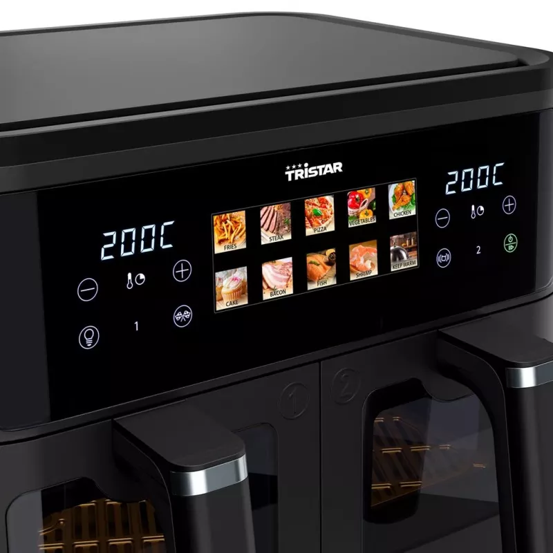 Karstā gaisa fritieris Tristar FR-9075 Double 9 L, 2500 W, skārienvadība, LCD, melns, 60 °C min