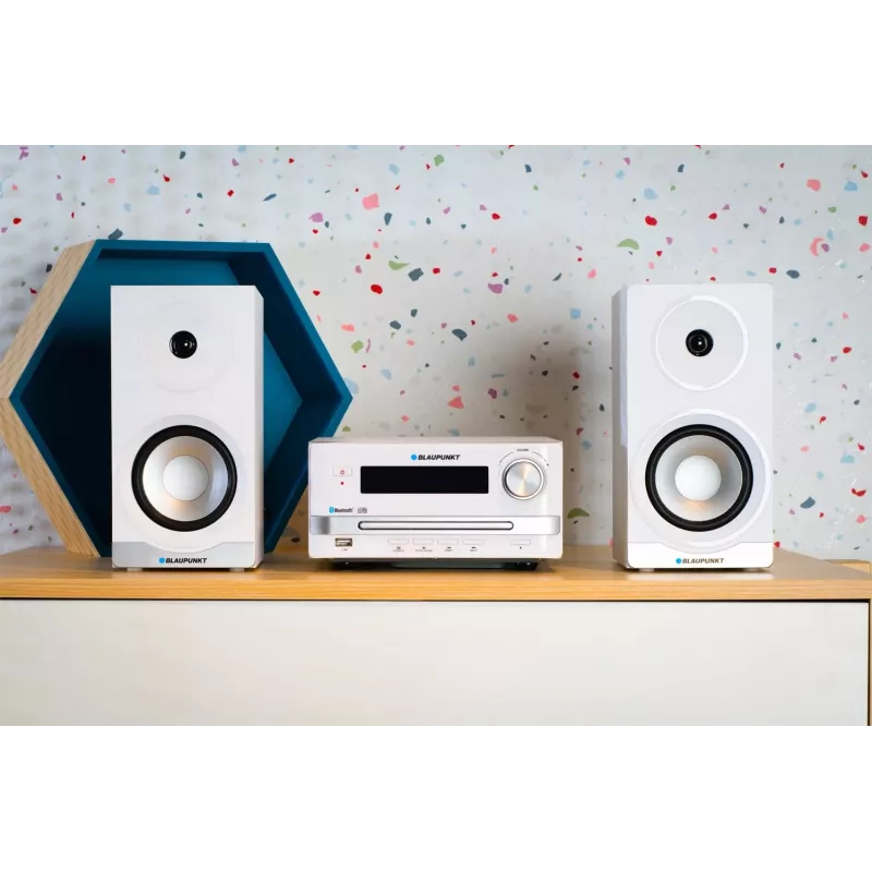 Mājas audio mikro sistēma BLAUPUNKT MS16BT 15 W, CD/USB/MP3, Bluetooth, FM RDS, balta