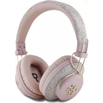 GUESS Bezvadu Bluetooth austiņas 4G metāla logotips rozā, GUBHS72P4FC4MP, universālas (GUBHS72P4FC4MP)