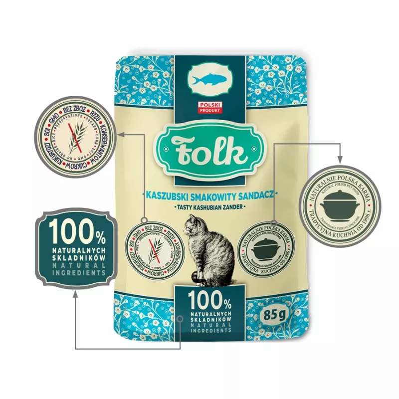 FOLK Gardais Kašubijas zandarts - mitrā kaķu barība - 85g