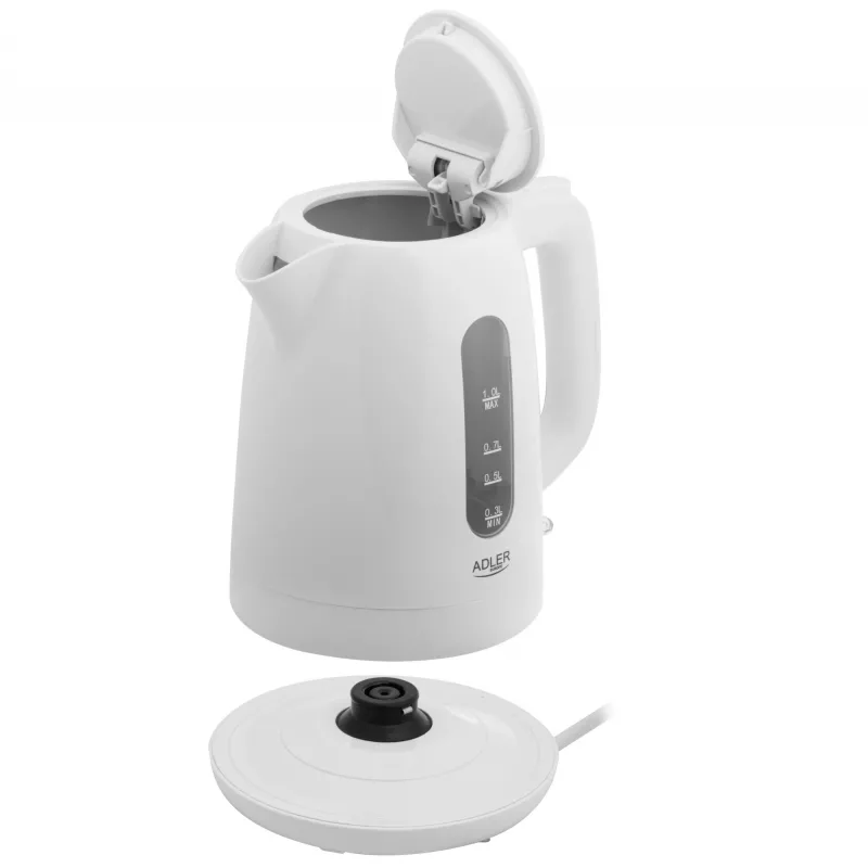 Adler AD 1380w White ir Adler produkts no mūsu Elektrisko tējkannu klāsta. Izceļas ar baltu krāsu, 1 litra tilpumu un polipropilēna materiālu.