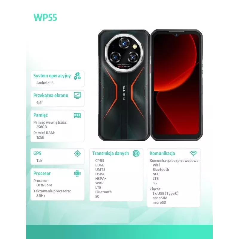 Viedtālrunis Oukitel WP55 6,6 collu 12 GB 256 GB DS 11000 mAh oranžs