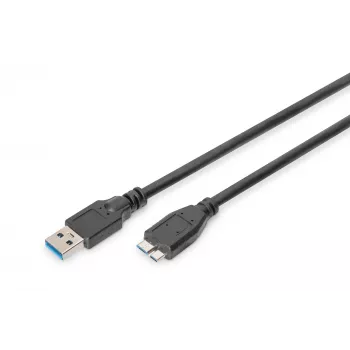 ASSMANN SuperSpeed USB 3.0 kabelis, USB A spraudnis uz Micro USB B spraudni, Cu AWG 28, 2x ekranēts, gar. 1,0 m (AK-300116-010-S)