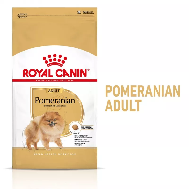 Sausā suņu barība Royal Canin Pomeranian Adult 3 kg — mazšķirnes formula pieaugušiem Pomerānijas špicam