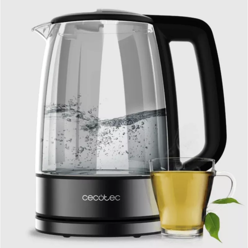 Cecotec tējkanna | ThermoSense 340 Clear | elektriskā | 2200 W | 1,7 L | stikla | 360° rotācijas pamatne | caurspīdīga
