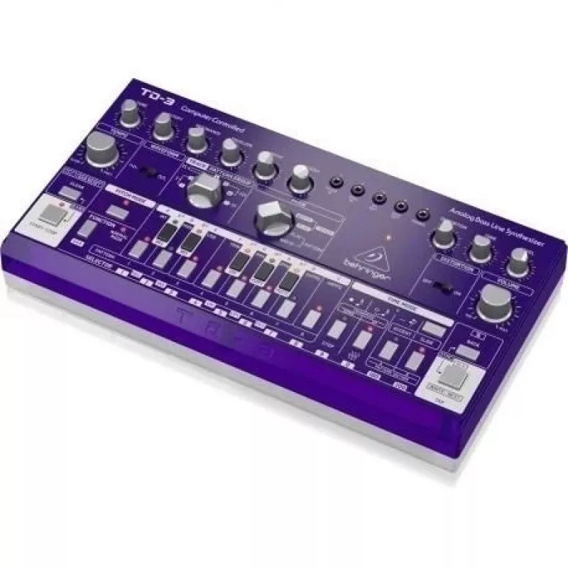 Basu sintezators Behringer TD-3-GP violeta — analogs baslīnijas ar iebūvētu sekvenci
