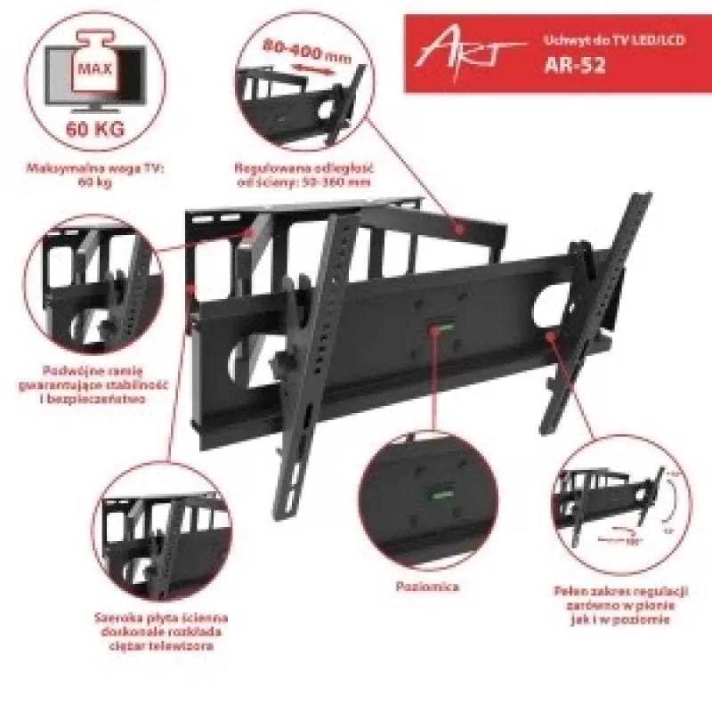 Stiprinājums 14-42 LCD/LED TV 35KG ART AR-44