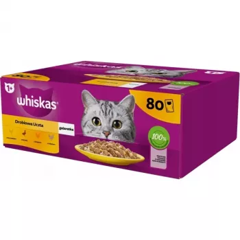 Mitrās kaķu barības paciņas Whiskas Pouch Jelly ar putnu gaļu 80×85 g