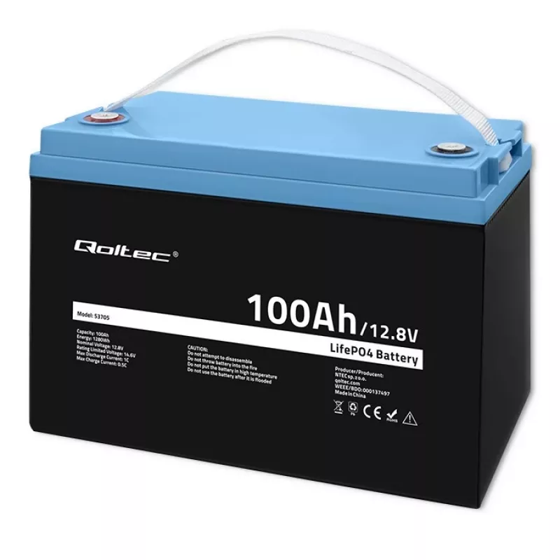 Qoltec 53705 litija dzelzs fosfāta akumulators 100 Ah 12.8 V