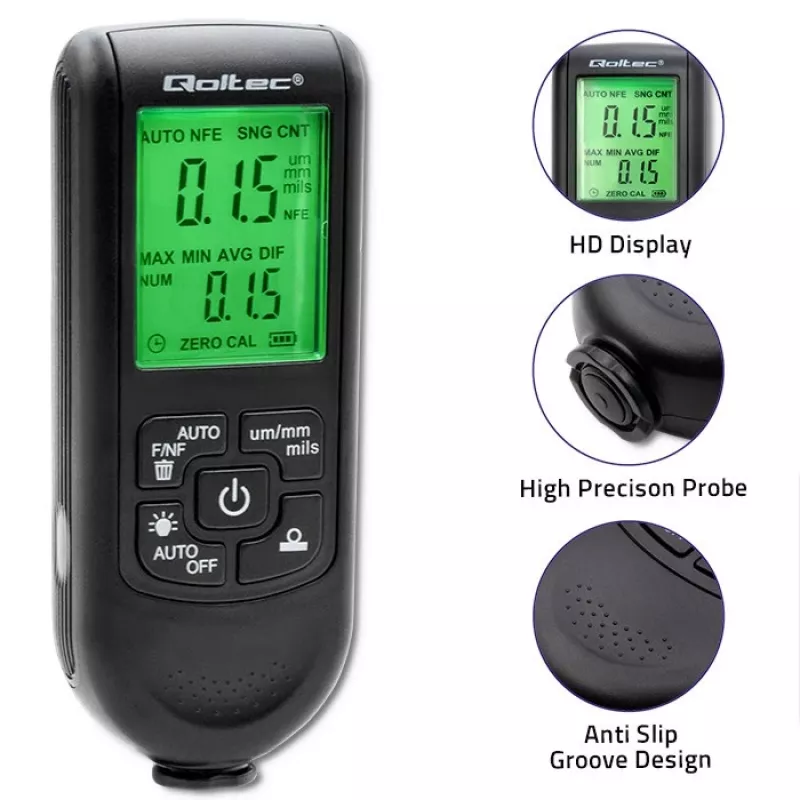 Qoltec Biezuma mērītājs krāsai ar LCD displeju | 0~2000 µm