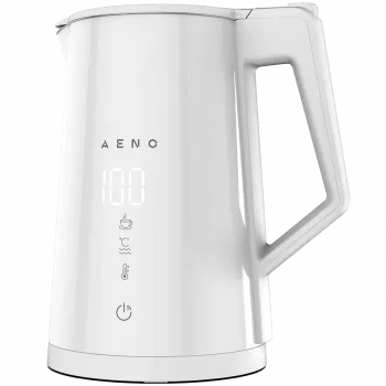 AENO Elektriskā tējkanna EK8S Smart: 1850-2200W, 1,7L, Strix, dubultsienas, temperatūras kontrole, uzturēšanas siltuma funkcija, vadība caur Wi-Fi, LED displejs, nesildošs korpuss, automātiska izslēgšanās
