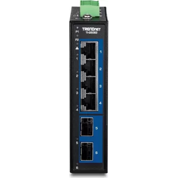 Industriālais 6 portu 2,5G DIN-sliedes slēdzis TRENDnet TI-G5062 ar metāla korpusu