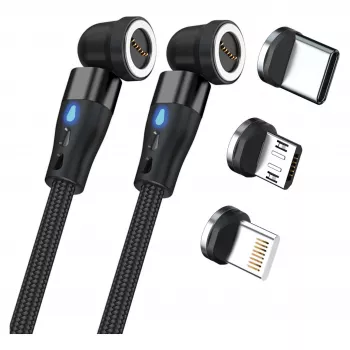 USB kabelis RealPower MagneticCharge2 1 m melns ātra uzlāde datu pārsūtīšana