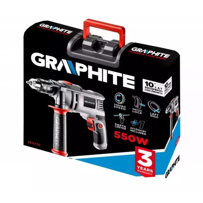 Graphite 58G725 urbis 3000 RPM ar atslēgu, pelēks